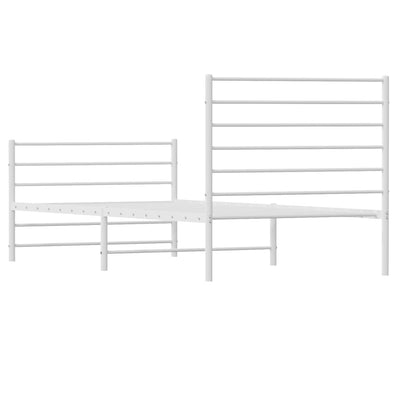 Metal Bed Frame without Mattress with Footboard White 107x203 cm King Single Payday Deals