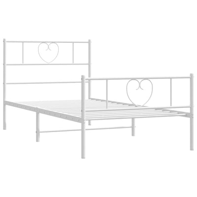 Metal Bed Frame without Mattress with Footboard White 107x203 cm King Single Payday Deals