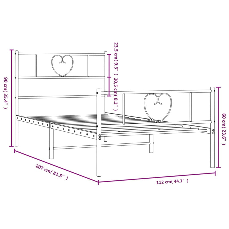 Metal Bed Frame without Mattress with Footboard White 107x203 cm King Single Payday Deals