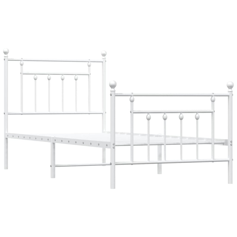 Metal Bed Frame without Mattress with Footboard White 90x190 cm Payday Deals