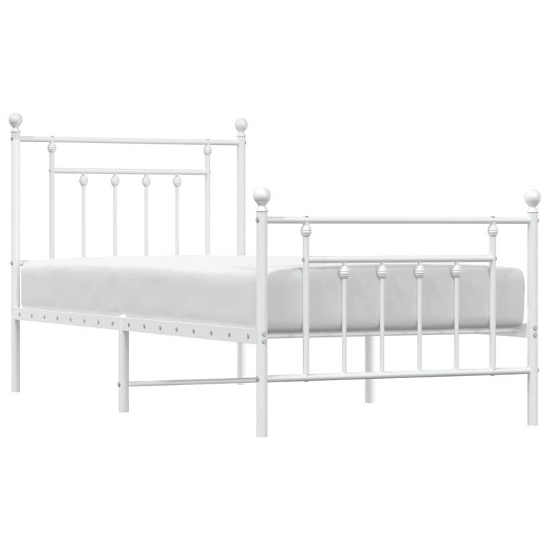 Metal Bed Frame without Mattress with Footboard White 90x190 cm Payday Deals