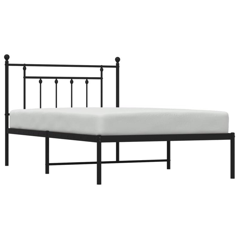 Metal Bed Frame without Mattress with Headboard Black 107x203 cm King Single Payday Deals