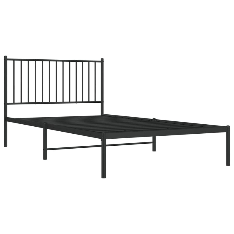 Metal Bed Frame without Mattress with Headboard Black 107x203 cm King Single Payday Deals