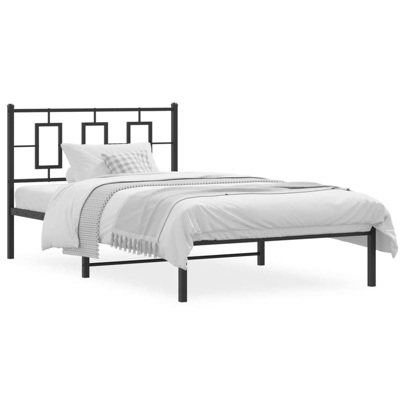 Metal Bed Frame without Mattress with Headboard Black 107x203 cm King Single Payday Deals
