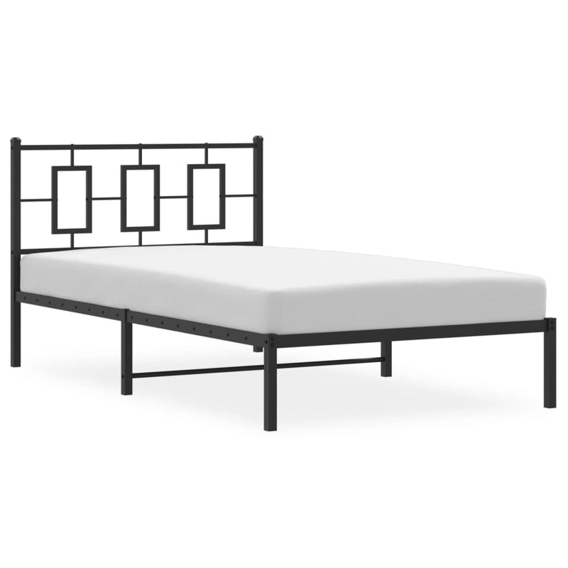 Metal Bed Frame without Mattress with Headboard Black 107x203 cm King Single Payday Deals