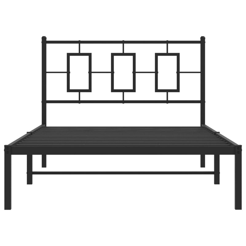 Metal Bed Frame without Mattress with Headboard Black 107x203 cm King Single Payday Deals