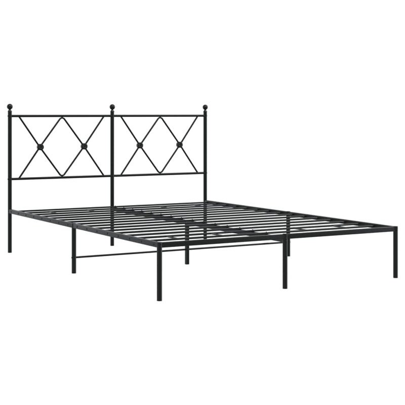 Metal Bed Frame without Mattress with Headboard Black 135x190 cm Payday Deals