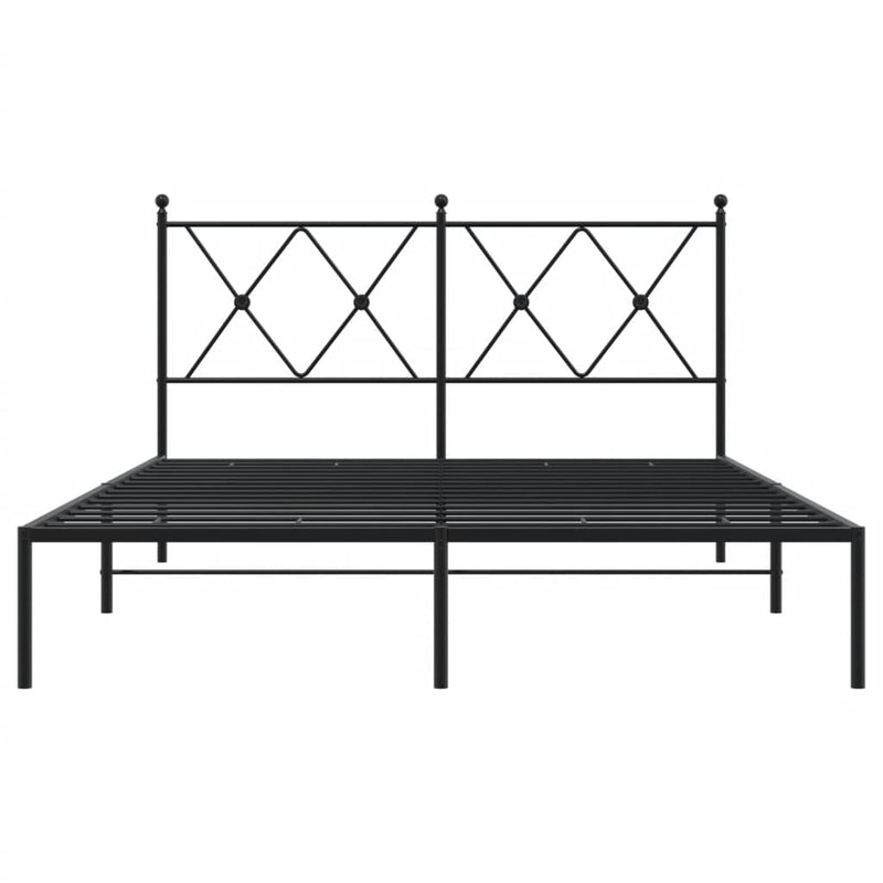 Metal Bed Frame without Mattress with Headboard Black 135x190 cm Payday Deals
