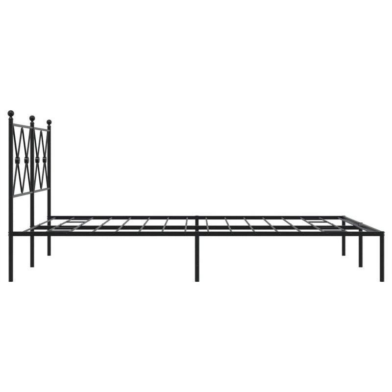Metal Bed Frame without Mattress with Headboard Black 135x190 cm Payday Deals