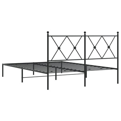 Metal Bed Frame without Mattress with Headboard Black 135x190 cm Payday Deals
