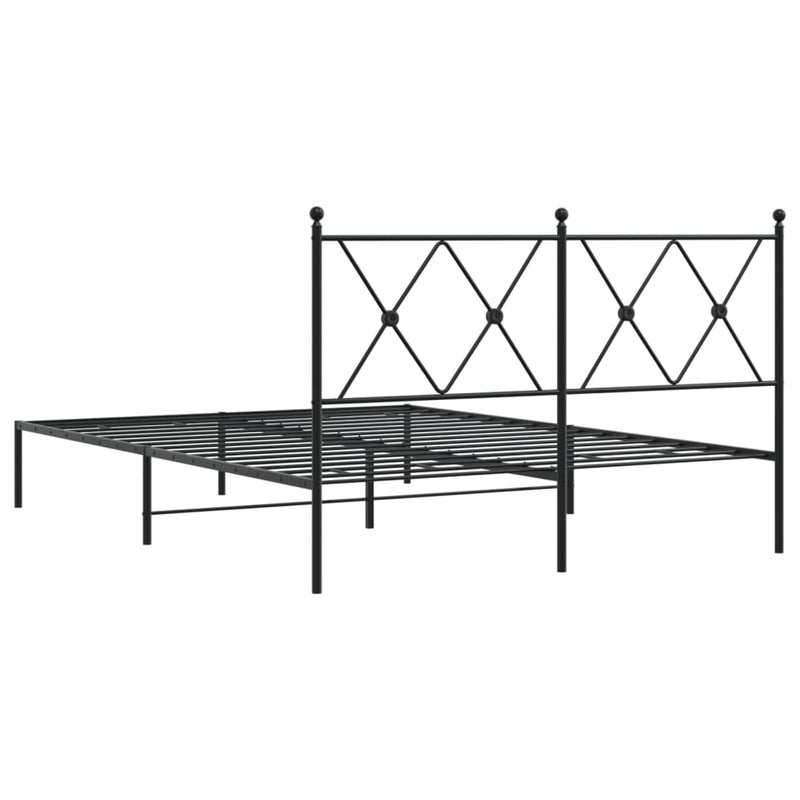 Metal Bed Frame without Mattress with Headboard Black 135x190 cm Payday Deals