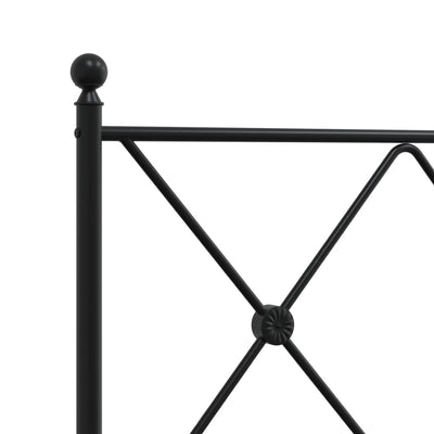 Metal Bed Frame without Mattress with Headboard Black 135x190 cm Payday Deals