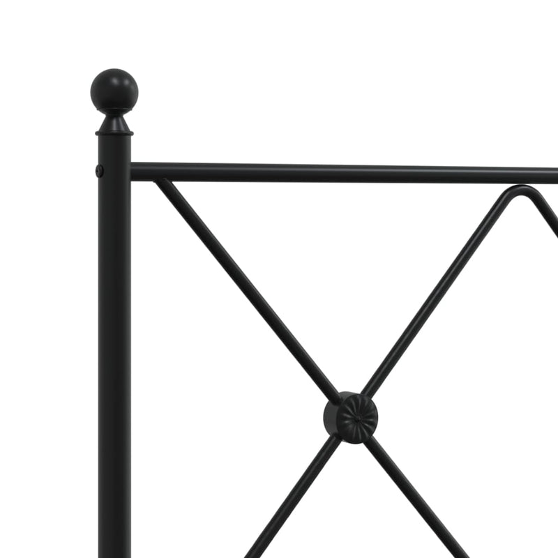 Metal Bed Frame without Mattress with Headboard Black 135x190 cm Payday Deals