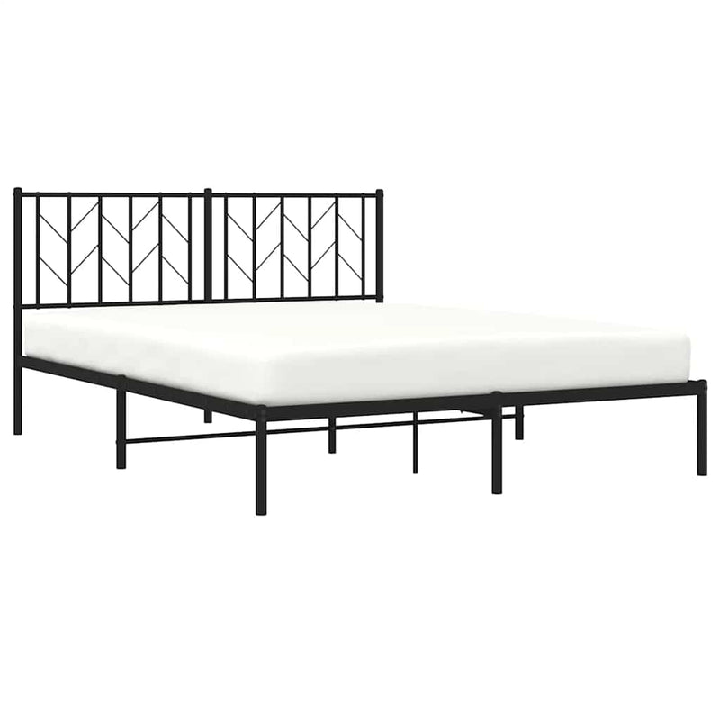 Metal Bed Frame without Mattress with Headboard Black 150x200 cm Payday Deals
