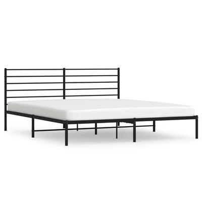 Metal Bed Frame without Mattress with Headboard Black 183x203 cm King Payday Deals