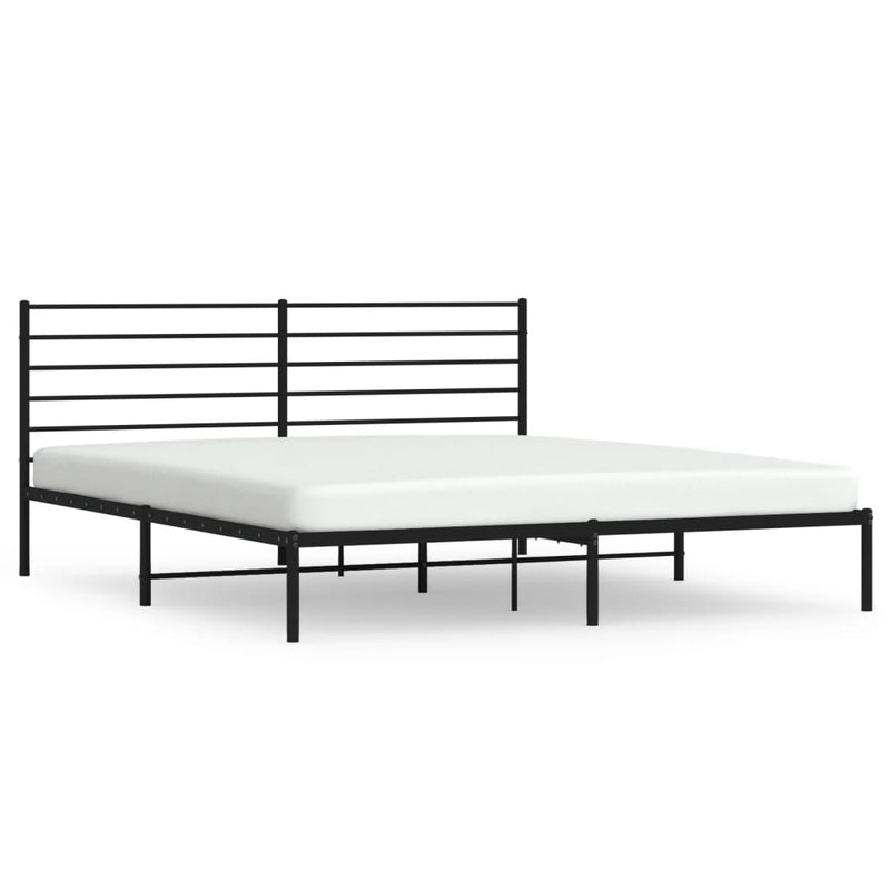 Metal Bed Frame without Mattress with Headboard Black 183x203 cm King Payday Deals