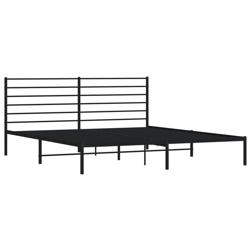 Metal Bed Frame without Mattress with Headboard Black 183x203 cm King Payday Deals