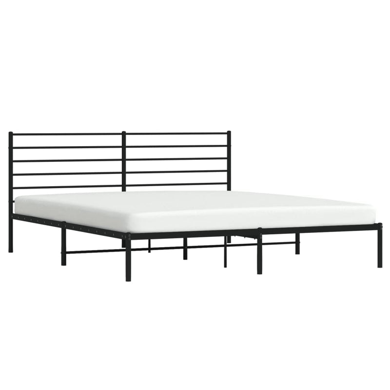 Metal Bed Frame without Mattress with Headboard Black 183x203 cm King Payday Deals