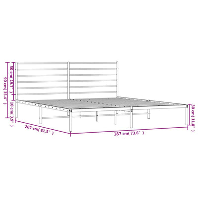Metal Bed Frame without Mattress with Headboard Black 183x203 cm King Payday Deals