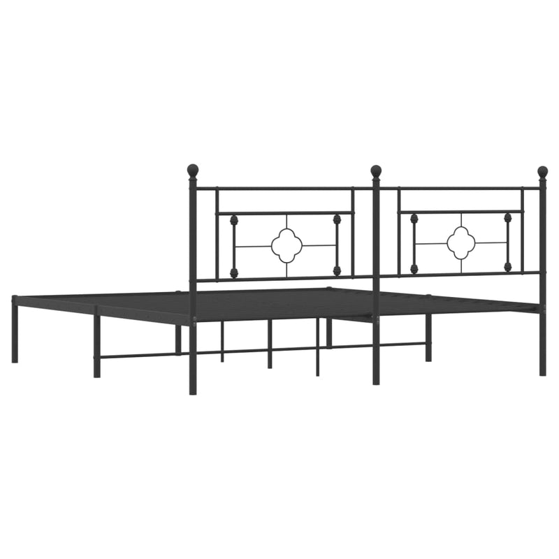 Metal Bed Frame without Mattress with Headboard Black 183x203 cm King Payday Deals