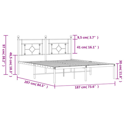 Metal Bed Frame without Mattress with Headboard Black 183x203 cm King Payday Deals