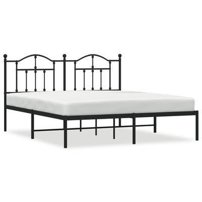 Metal Bed Frame without Mattress with Headboard Black 183x203 cm King Payday Deals