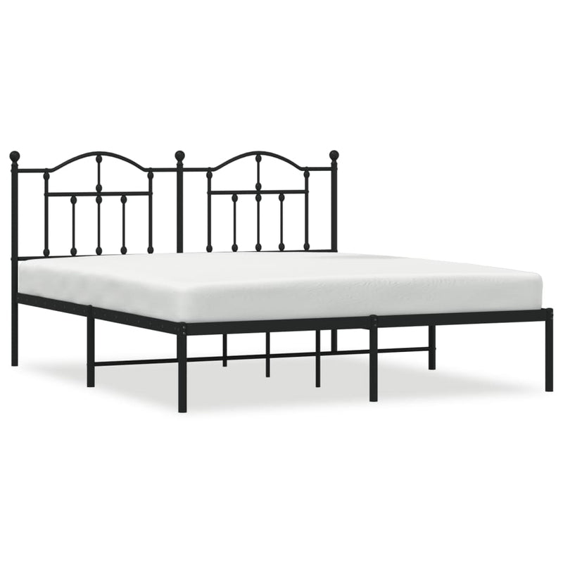 Metal Bed Frame without Mattress with Headboard Black 183x203 cm King Payday Deals