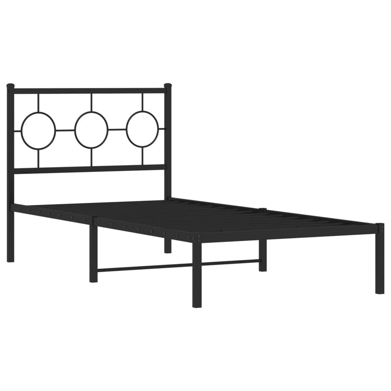 Metal Bed Frame without Mattress with Headboard Black 90x190 cm Payday Deals