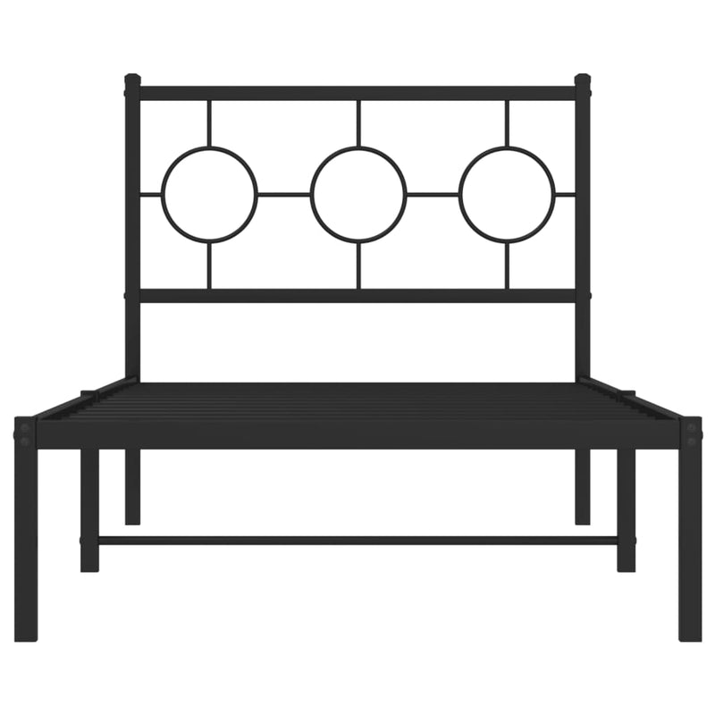 Metal Bed Frame without Mattress with Headboard Black 90x190 cm Payday Deals