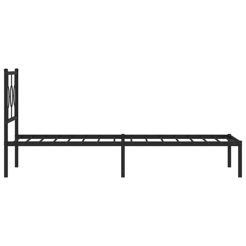 Metal Bed Frame without Mattress with Headboard Black 90x190 cm Payday Deals