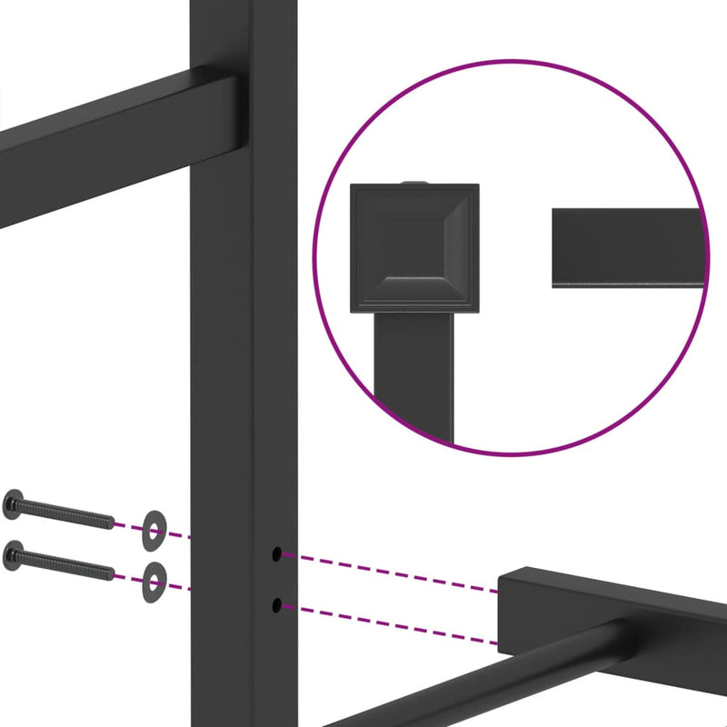 Metal Bed Frame without Mattress with Headboard Black 90x190 cm Payday Deals
