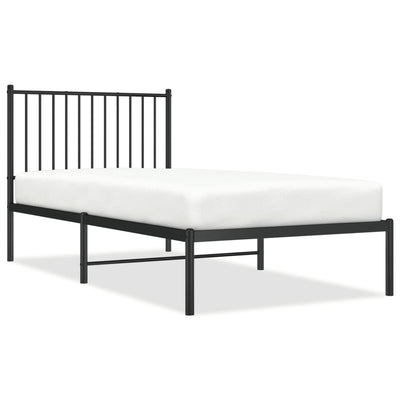 Metal Bed Frame without Mattress with Headboard Black 90x190 cm Payday Deals