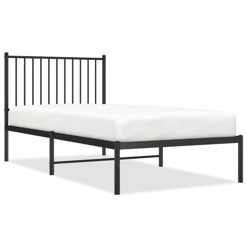 Metal Bed Frame without Mattress with Headboard Black 90x190 cm Payday Deals