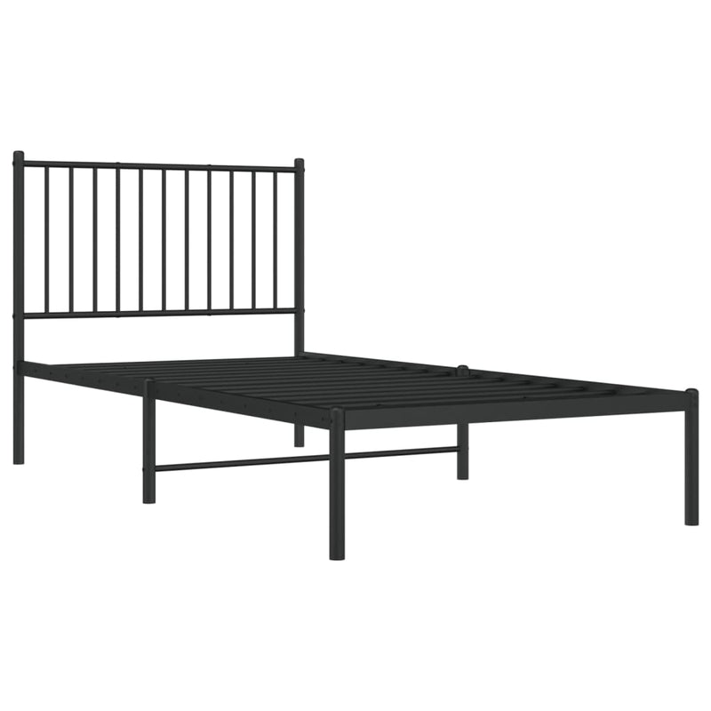 Metal Bed Frame without Mattress with Headboard Black 90x190 cm Payday Deals
