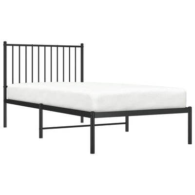 Metal Bed Frame without Mattress with Headboard Black 90x190 cm Payday Deals