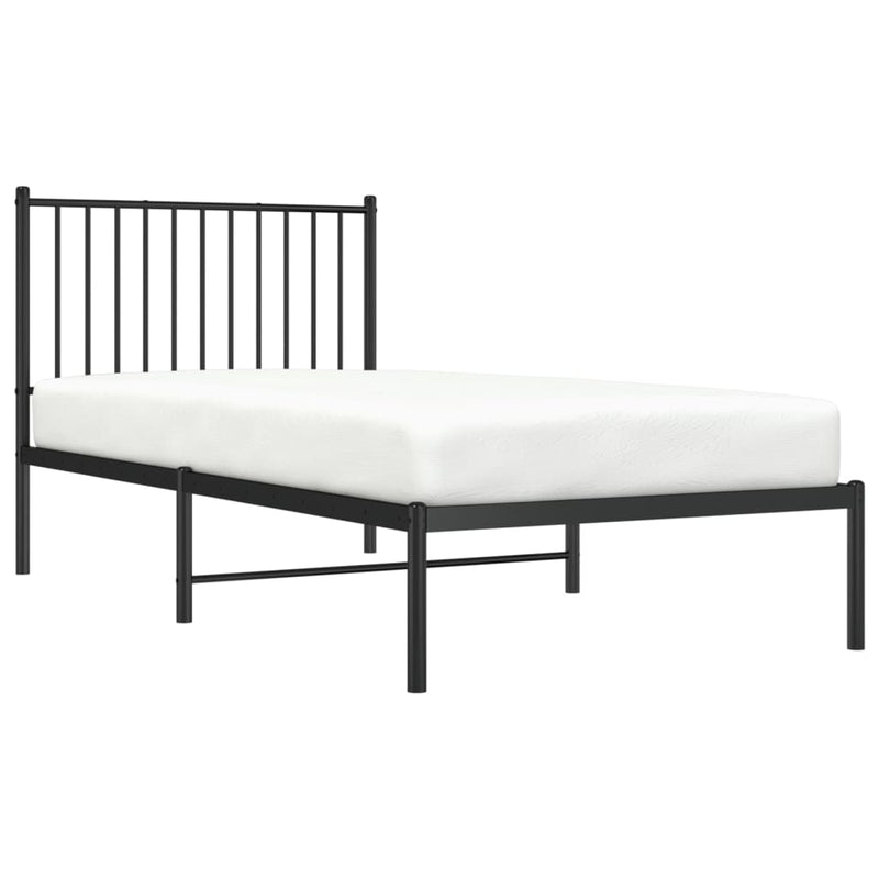 Metal Bed Frame without Mattress with Headboard Black 90x190 cm Payday Deals