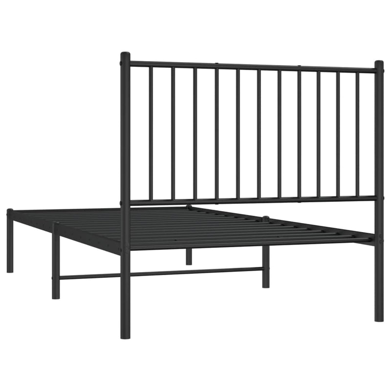 Metal Bed Frame without Mattress with Headboard Black 90x190 cm Payday Deals