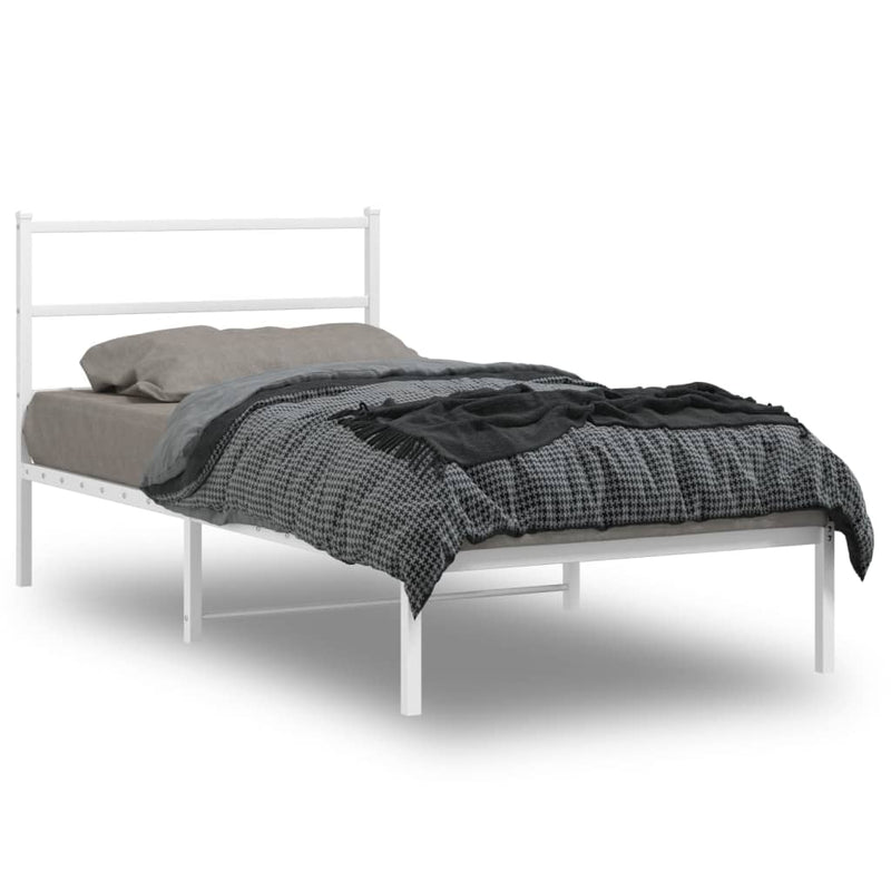 Metal Bed Frame without Mattress with Headboard White 107x203 cm King Single Payday Deals