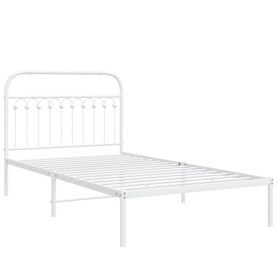 Metal Bed Frame without Mattress with Headboard White 107x203 cm King Single Payday Deals