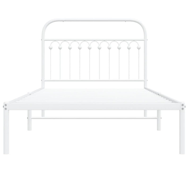 Metal Bed Frame without Mattress with Headboard White 107x203 cm King Single Payday Deals