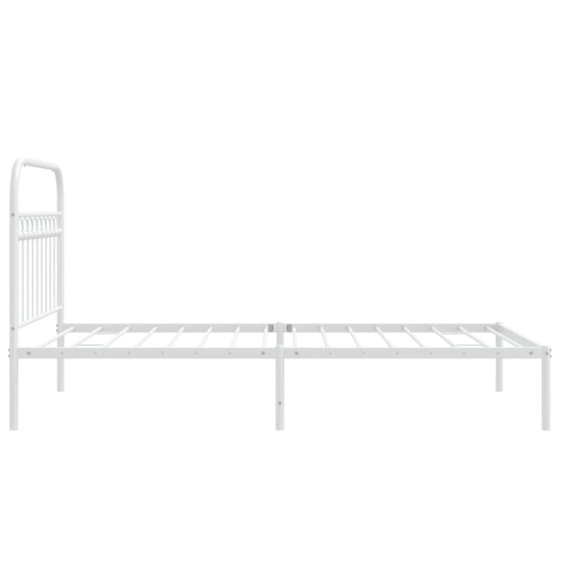 Metal Bed Frame without Mattress with Headboard White 107x203 cm King Single Payday Deals