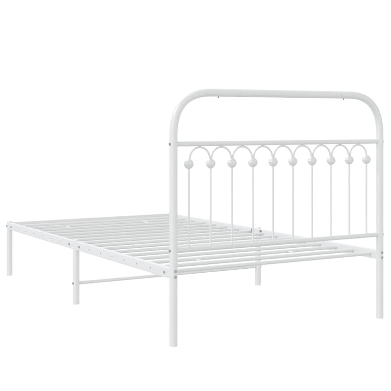 Metal Bed Frame without Mattress with Headboard White 107x203 cm King Single Payday Deals