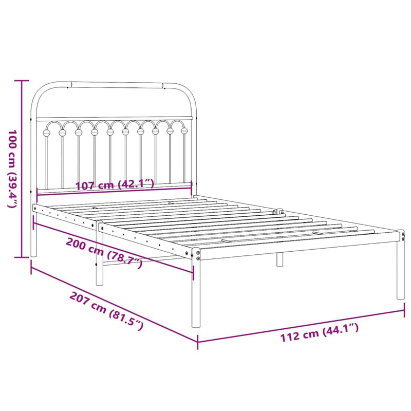Metal Bed Frame without Mattress with Headboard White 107x203 cm King Single Payday Deals