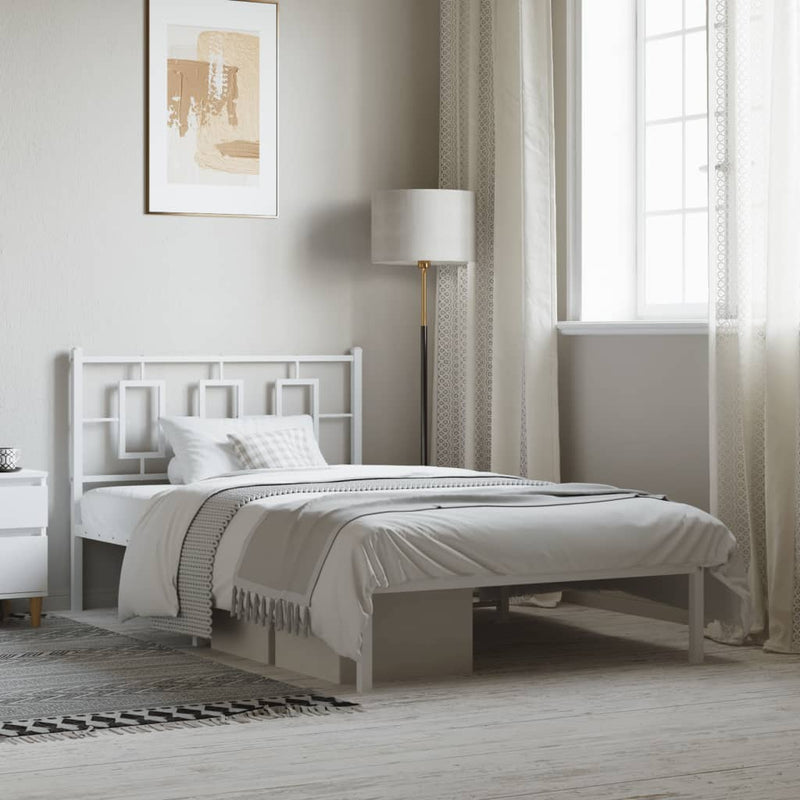 Metal Bed Frame without Mattress with Headboard White 107x203 cm King Single Payday Deals