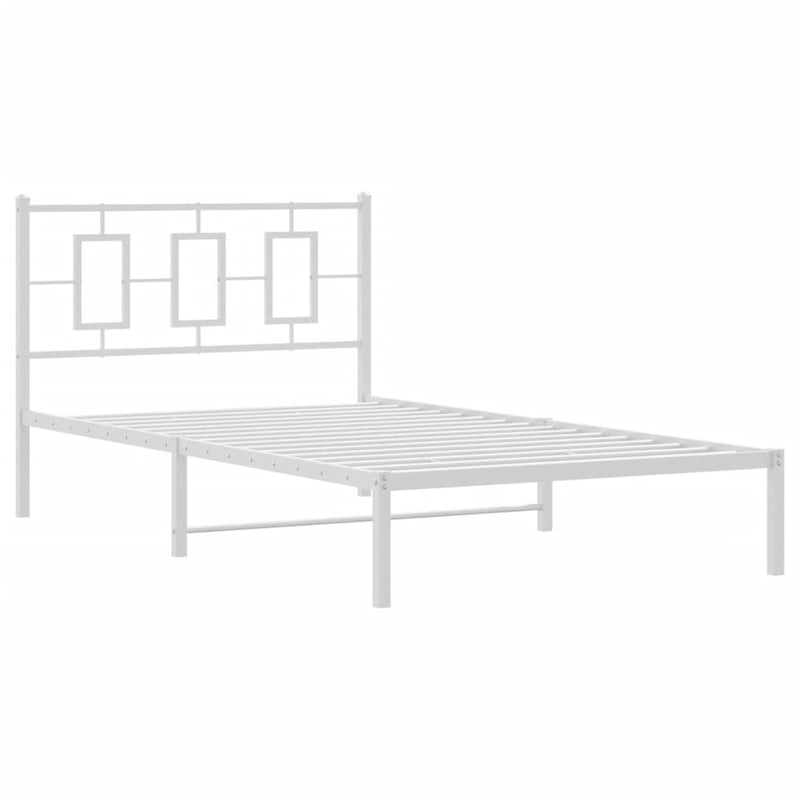 Metal Bed Frame without Mattress with Headboard White 107x203 cm King Single Payday Deals