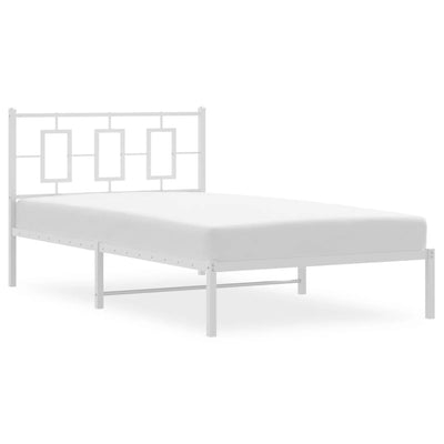 Metal Bed Frame without Mattress with Headboard White 107x203 cm King Single Payday Deals