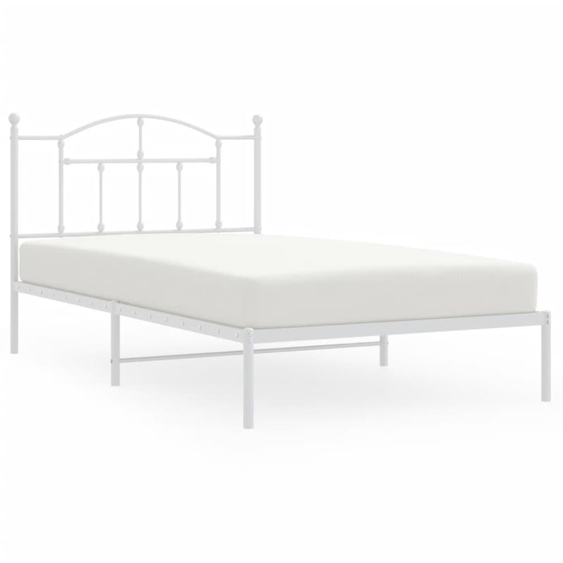 Metal Bed Frame without Mattress with Headboard White 107x203 cm King Single Payday Deals