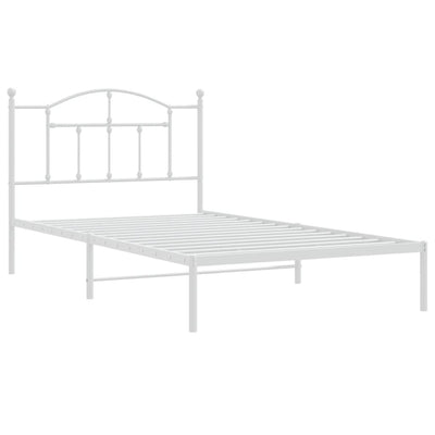 Metal Bed Frame without Mattress with Headboard White 107x203 cm King Single Payday Deals