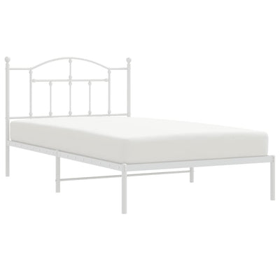 Metal Bed Frame without Mattress with Headboard White 107x203 cm King Single Payday Deals