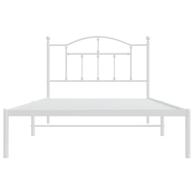 Metal Bed Frame without Mattress with Headboard White 107x203 cm King Single Payday Deals